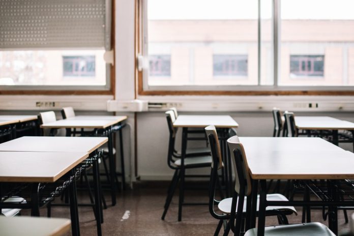 Interior of an empty classroom